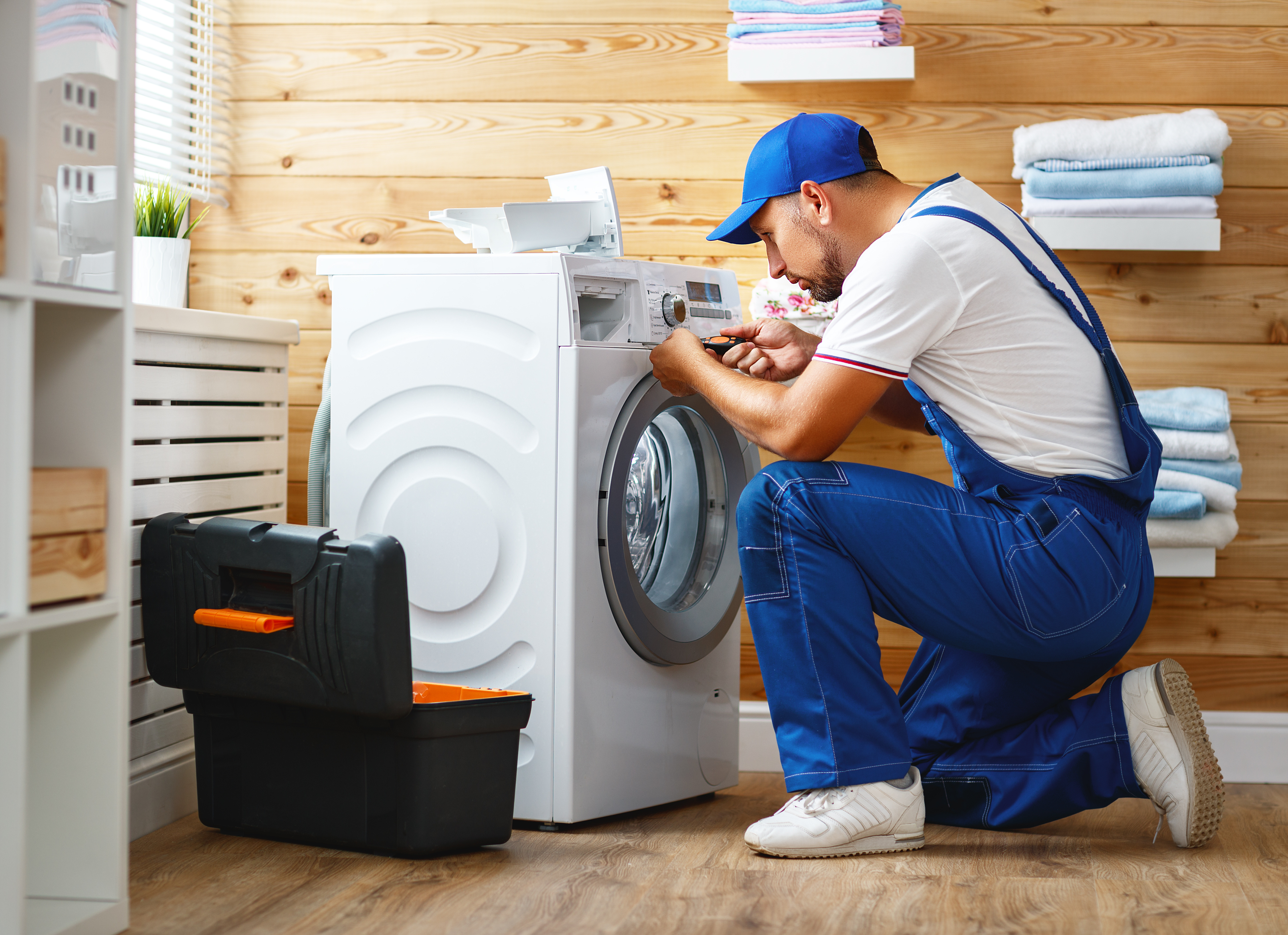 Washing machine drain area under inspection
